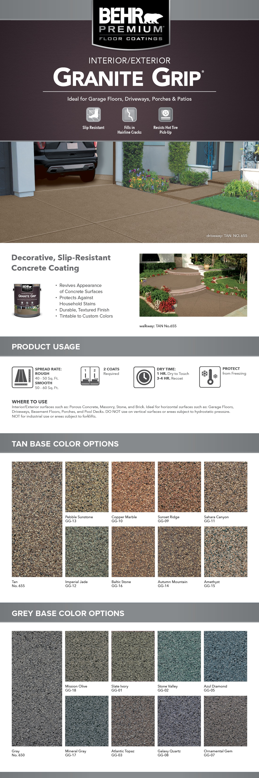 BEHR PREMIUM 1 Gal. Tan Granite Grip Decorative Flat Interior/Exterior